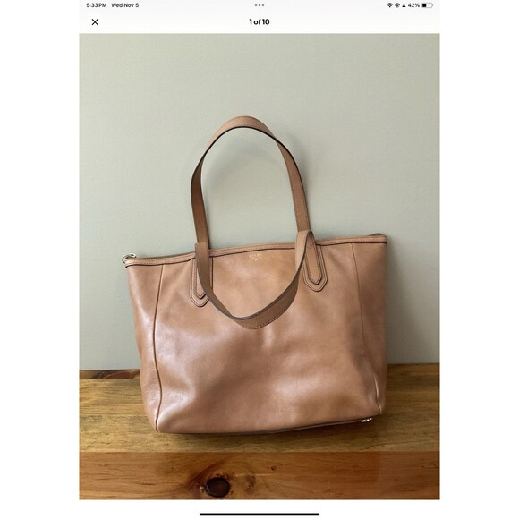 Fossil Sydney Brown Cognac Real Leather Shoulder Tote Shopper Carryall Bag - Picture 1 of 10